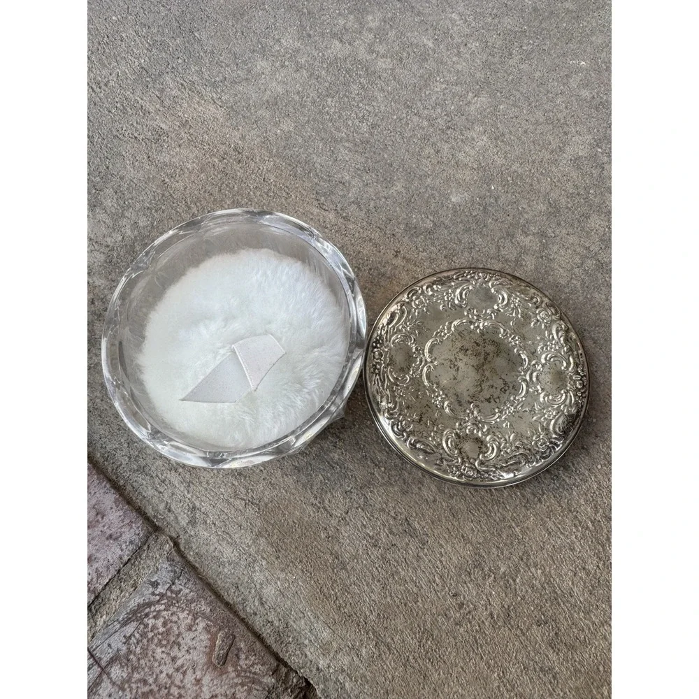 Vintage TOWLE STERLING Silver Powder Vanity Dresser Jar Crystal Glass